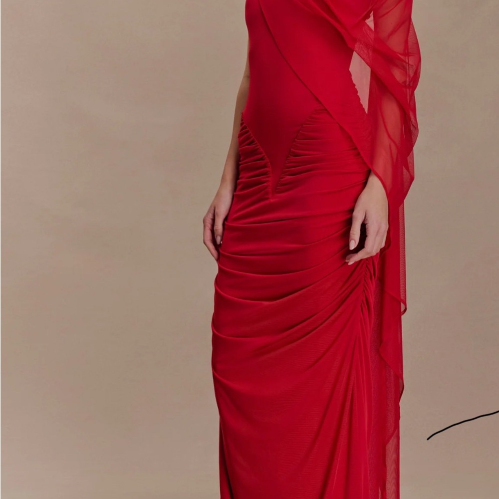 Meshki One Shoulder Red Dress